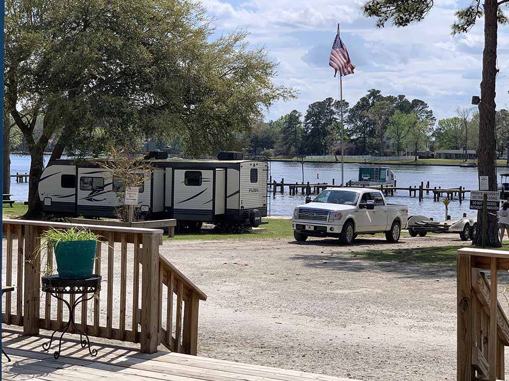 Standing on the deck looking at Taw Caw Campground & Marina