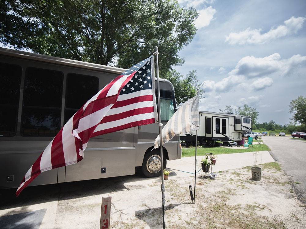 American flags at a site at Bayberry RV Park