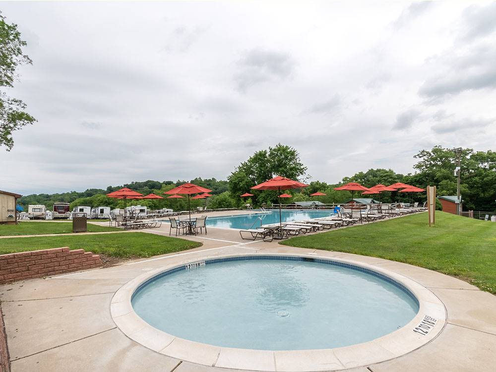 The outdoor pool and hot tub