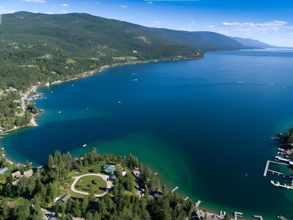 Over head view of site with water view at Outback Montana RV Park & Campground