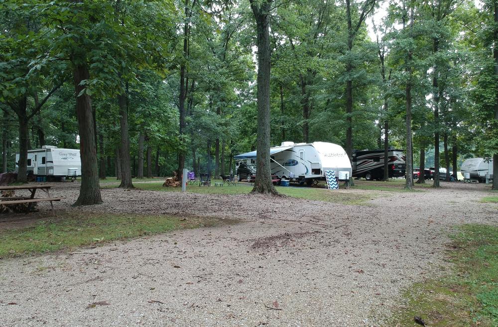 Parked trailer's at site Hickory Holler Campground