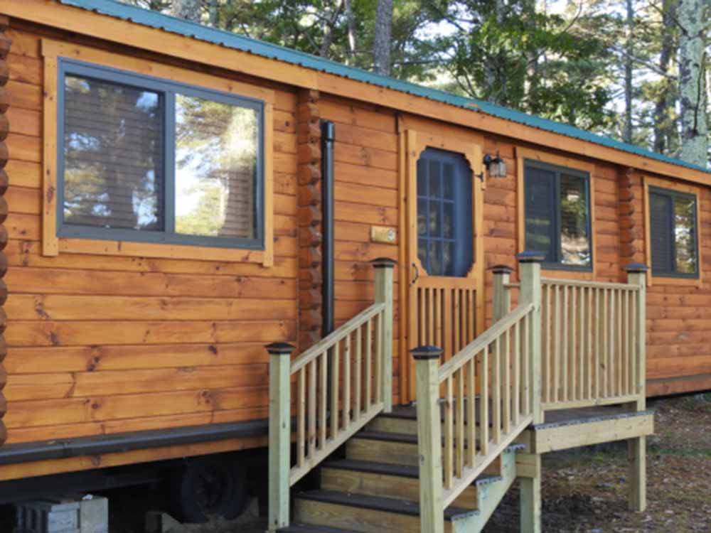 One of the rental cabins at WATERSIDE CAMPGROUND & RV PARK