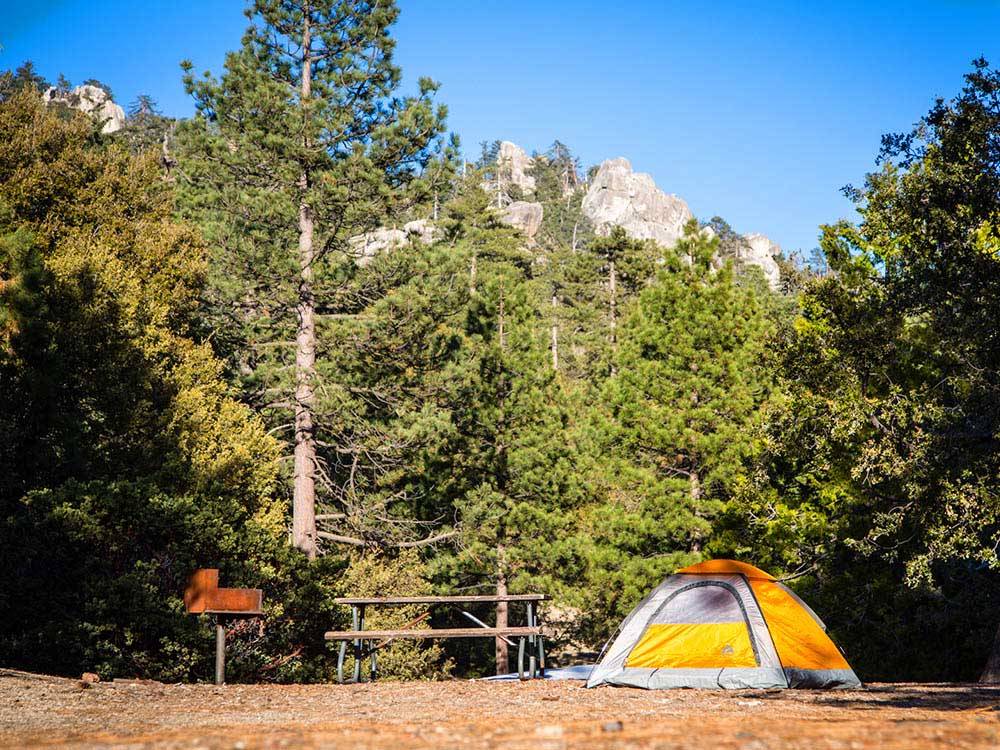 Tent with picnic table at THOUSAND TRAILS IDYLLWILD
