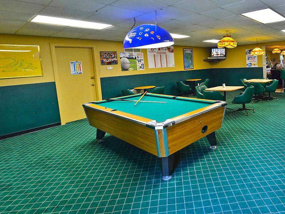 Pool table in game room at the lodge at ENCORE SILVER DOLLAR