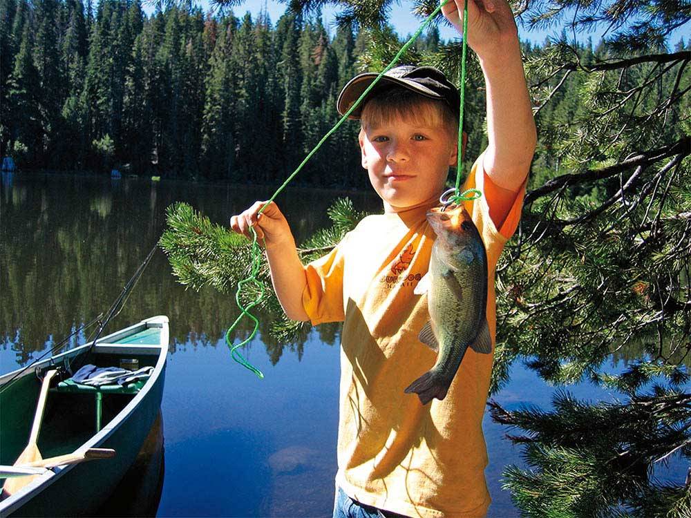 Kid fishing at THOUSAND TRAILS LEAVENWORTH