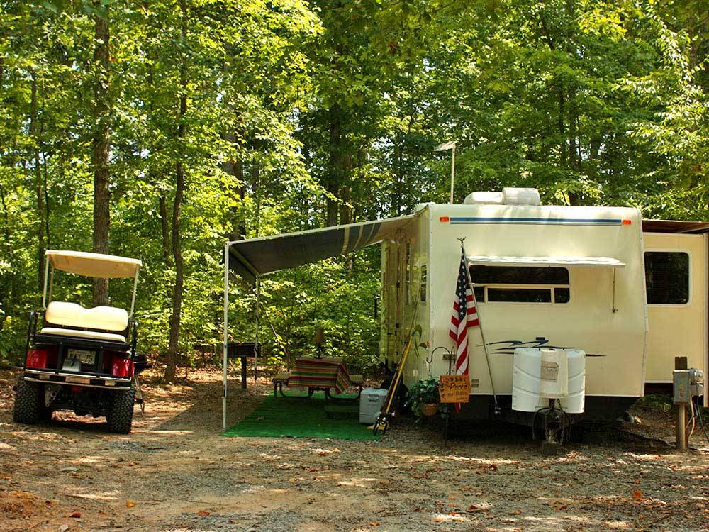 Trailer camping at campsite at THOUSAND TRAILS LYNCHBURG