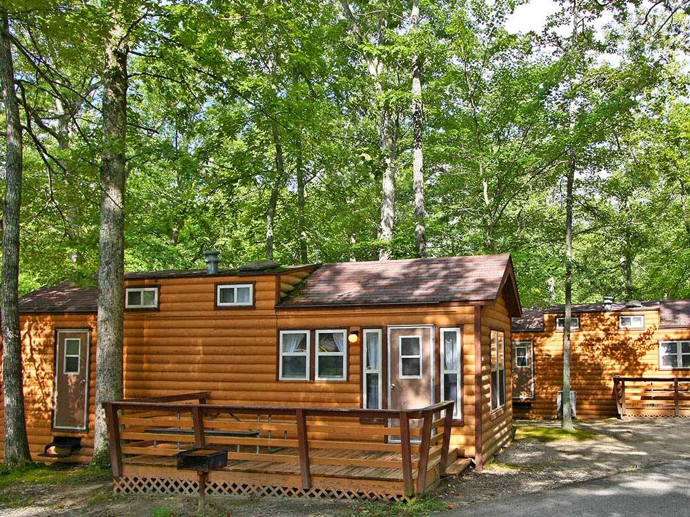 Log cabins at campground at THOUSAND TRAILS WILLIAMSBURG