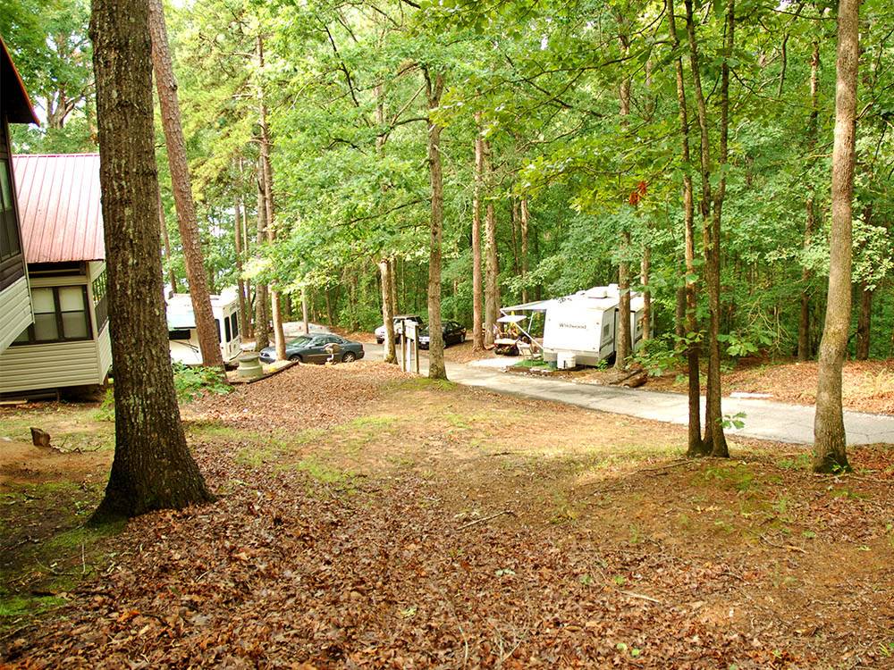Trailer and cabins at THOUSAND TRAILS CAROLINA LANDING
