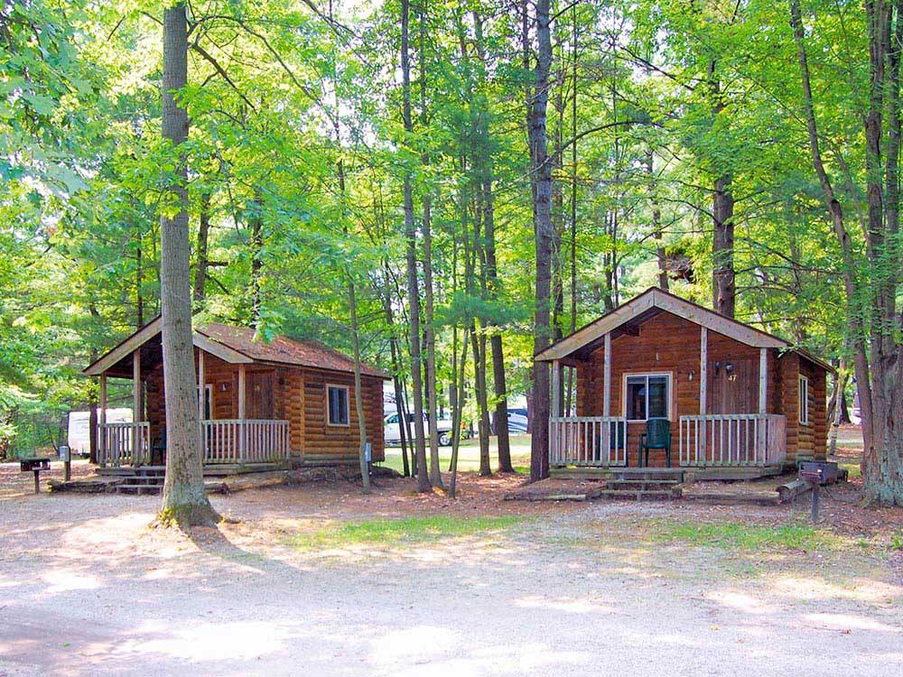 Log cabins at campground at THOUSAND TRAILS ST CLAIR