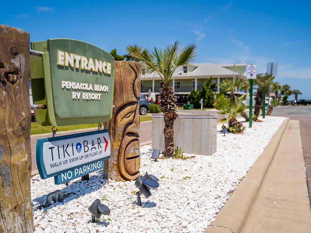 The front entrance sign at PENSACOLA BEACH RV RESORT