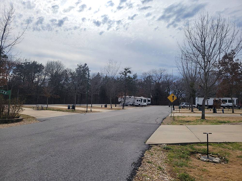 A paved road between paved sites