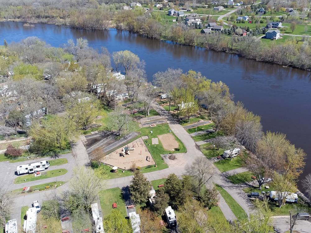 Aerial view of the park and river