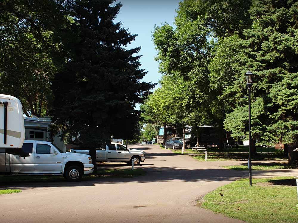 A row of well shaded RV sites at TOWER CAMPGROUND
