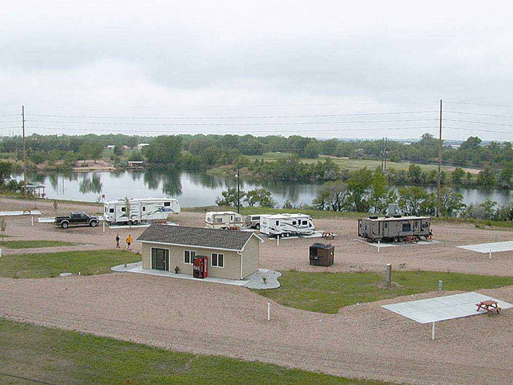 An aerial view of the campsites at KEARNEY RV PARK & CAMPGROUND