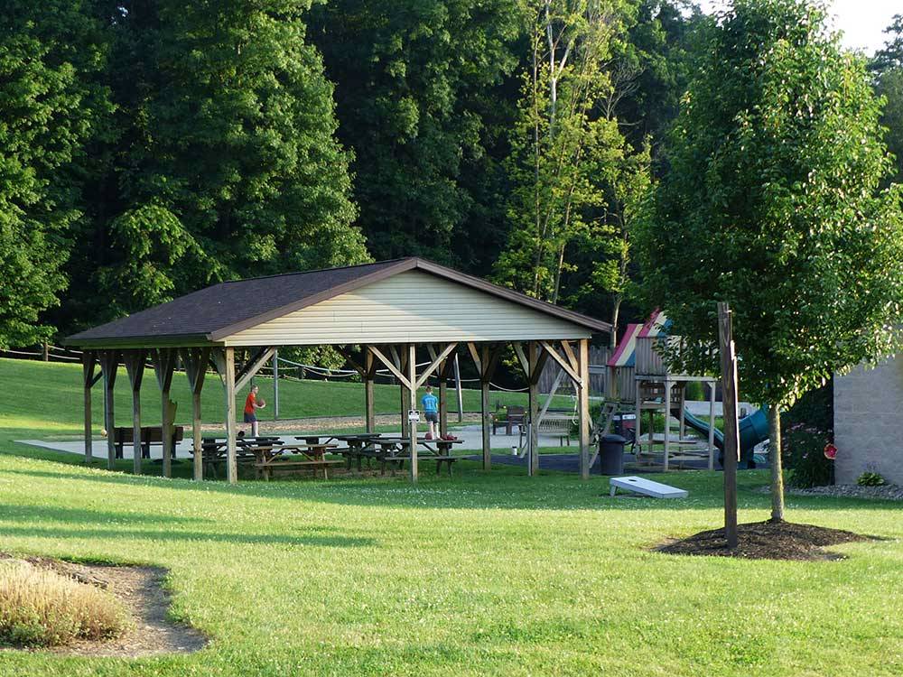 Patio area with seating at BERLIN RV PARK & CAMPGROUND