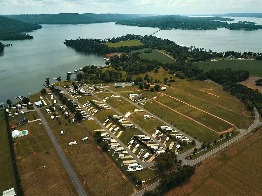 Aerial view of campground at WINDEMERE COVE RV RESORT