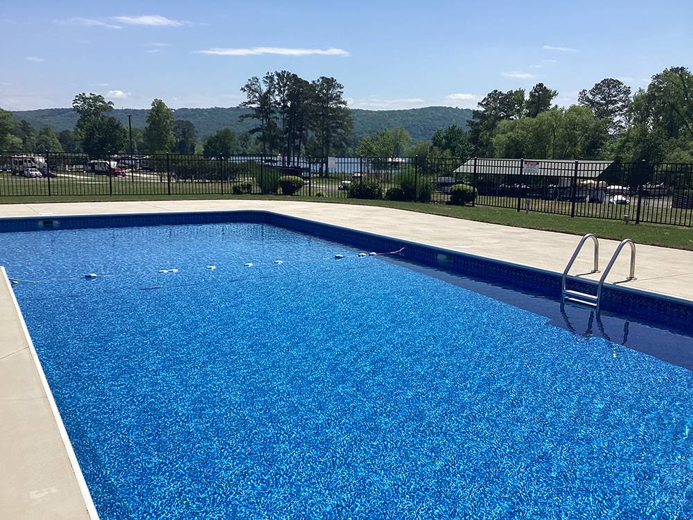 Pool with lake views at Windemere Cove RV Resort