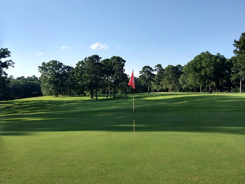 A red flag at the golf course