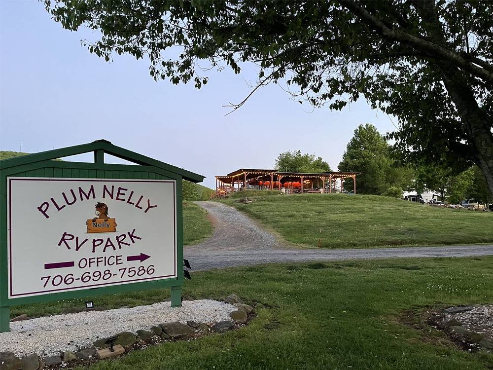 The front entrance sign at PLUM NELLY RV PARK
