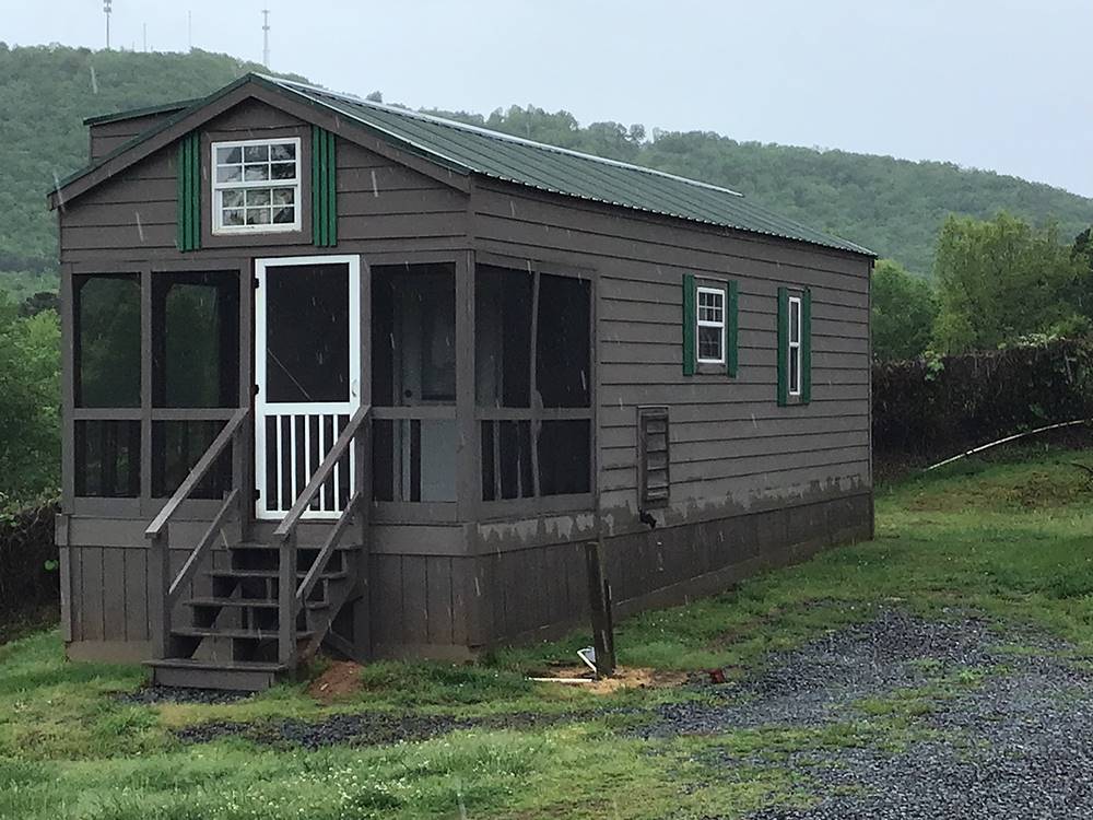 One of the cabin rentals at PLUM NELLY RV PARK