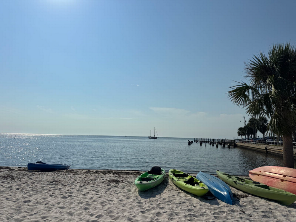 Kayaks by the water