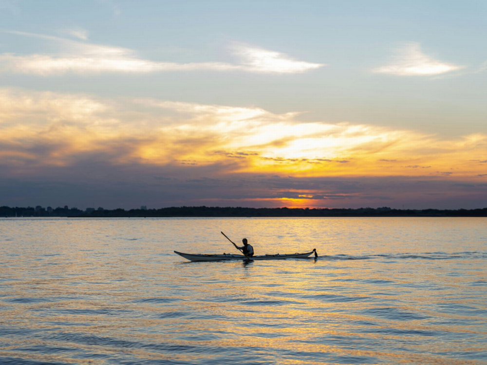 Kayaking at sunset