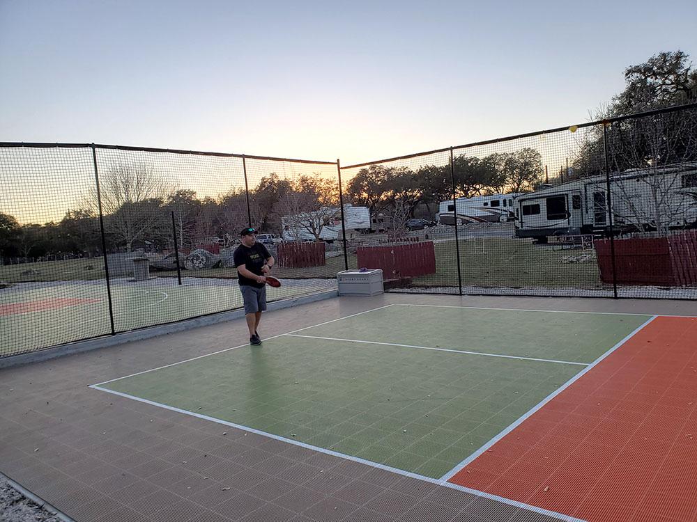 Pickleball court at LAKE MEDINA RV RESORT