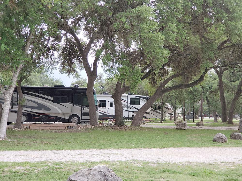 RVs parked at sites at LAKE MEDINA RV RESORT