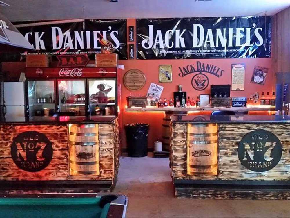 Bar with Jack Daniels No 7 at NO NAME CITY LUXURY CABINS & RV PARK