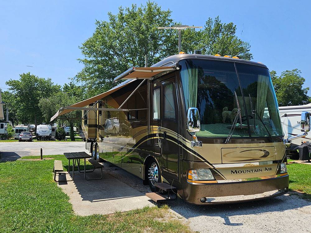 RV with awning at Springwood RV Park