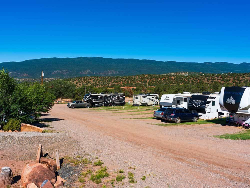 A dirt road between the RV sites at HIDDEN VALLEY MOUNTAIN RESORT