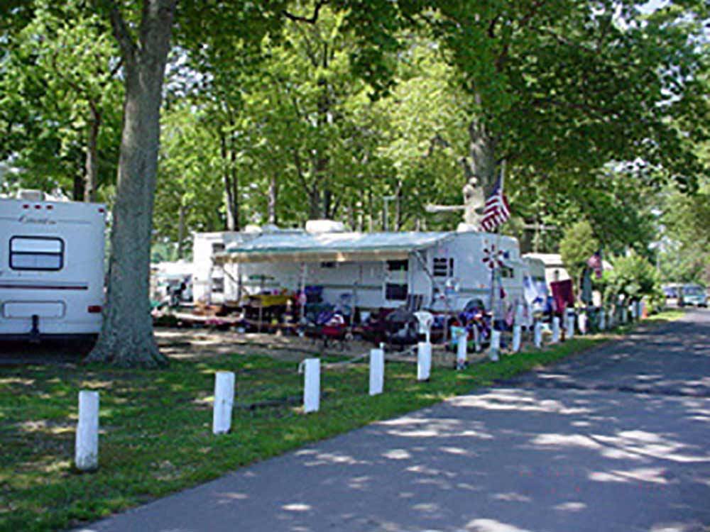 Trailers at campsite at MONROE BAY CAMPGROUND