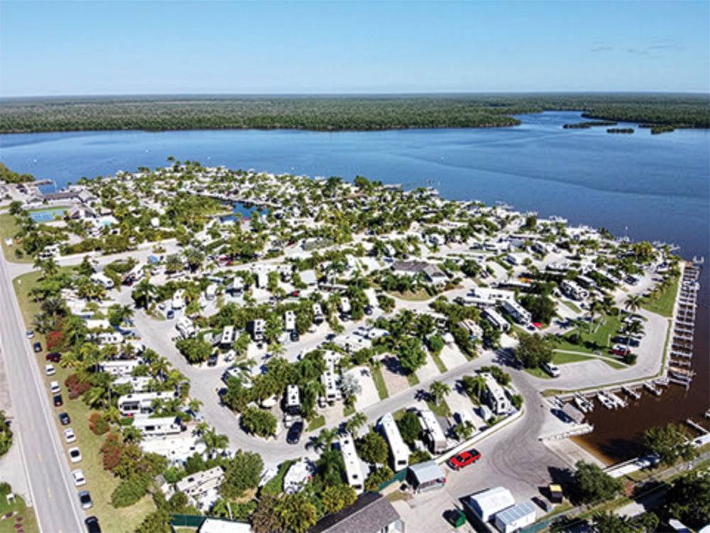 Aerial view of the park and waterway