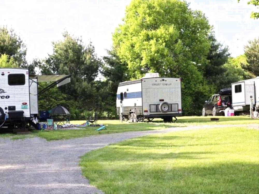 Parked RV's at site Shady Oaks RV Park