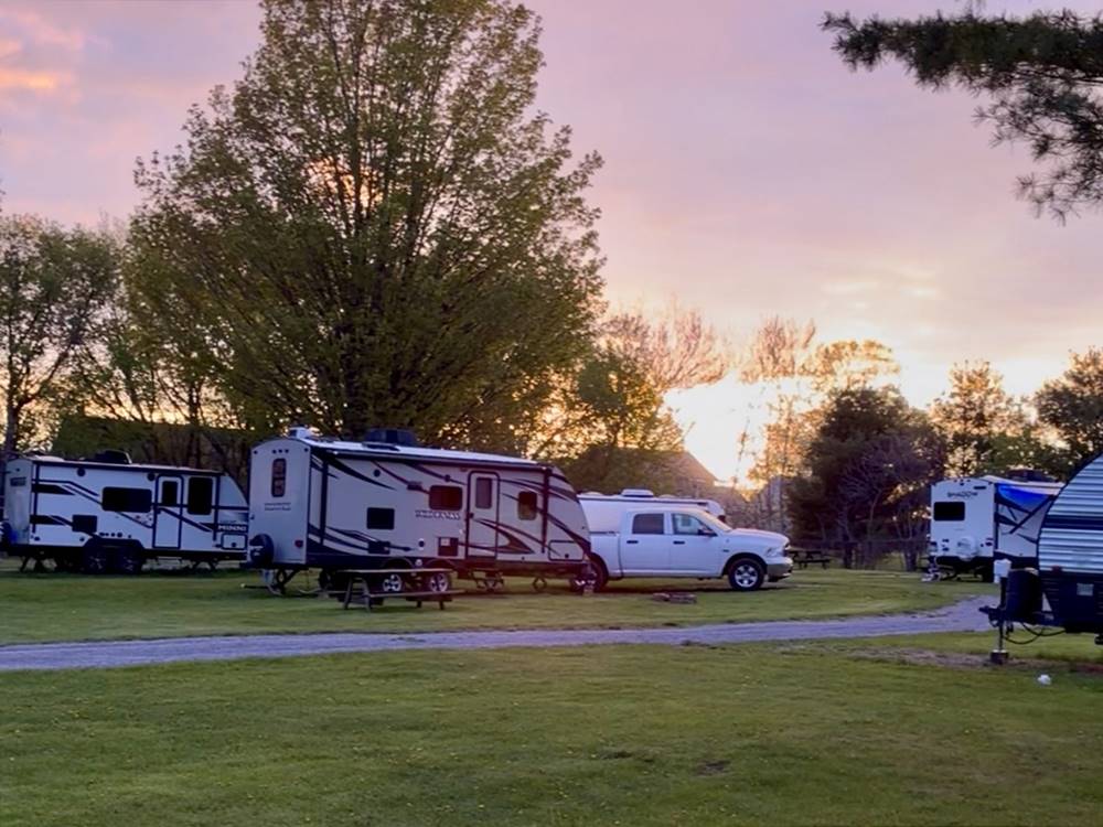 RVs in shaded grass sites