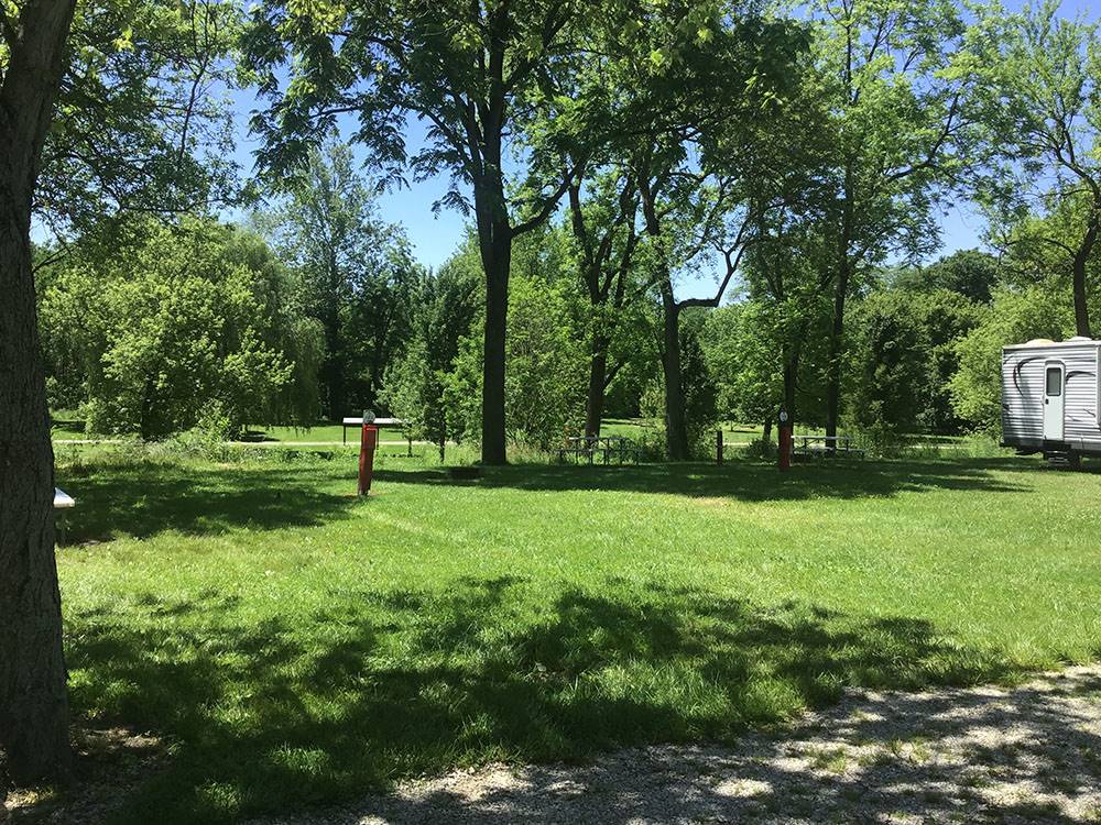 Shady grass sites at Clinton Lake Camping