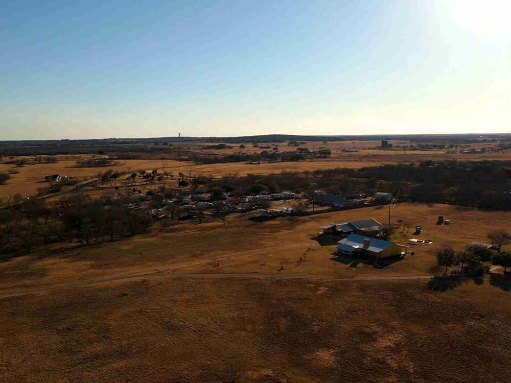 Aerial view of campground and area