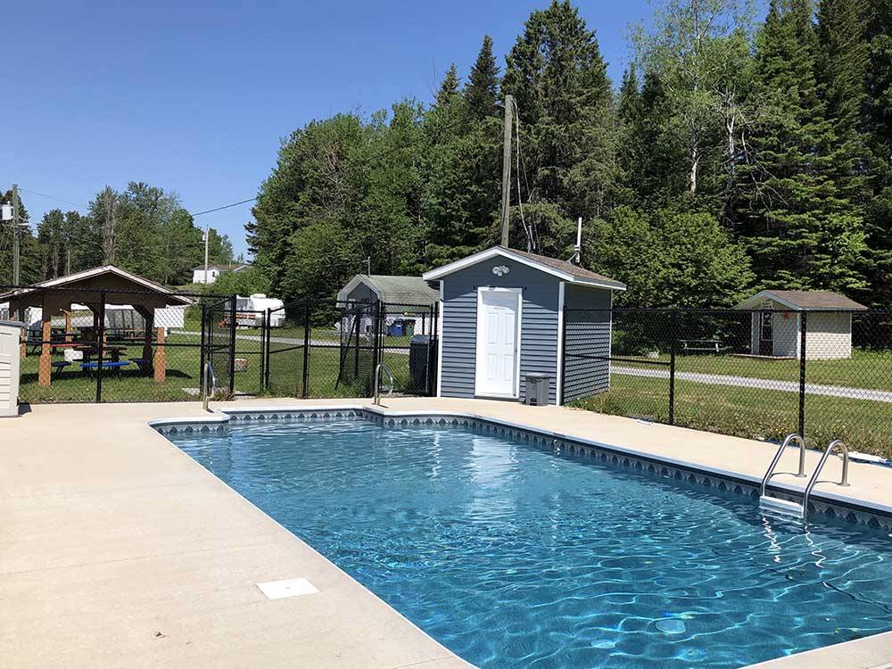 The empty swimming pool awaits you at RAPID BROOK CAMPING