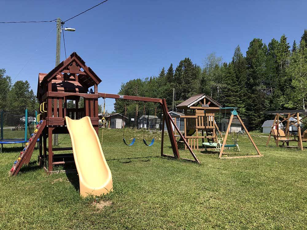 The children's playground equipment at RAPID BROOK CAMPING