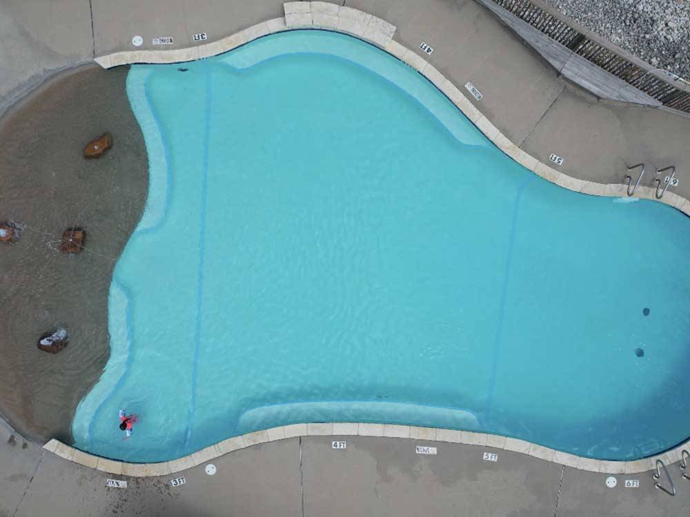 Overhead view of pool at BLUE SKY I-35 RV PARK