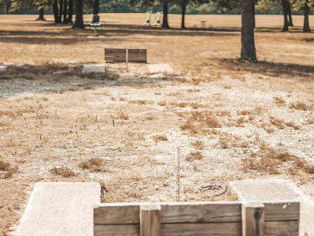 Horseshoe pits for guests at BLUE SKY I-35 RV PARK