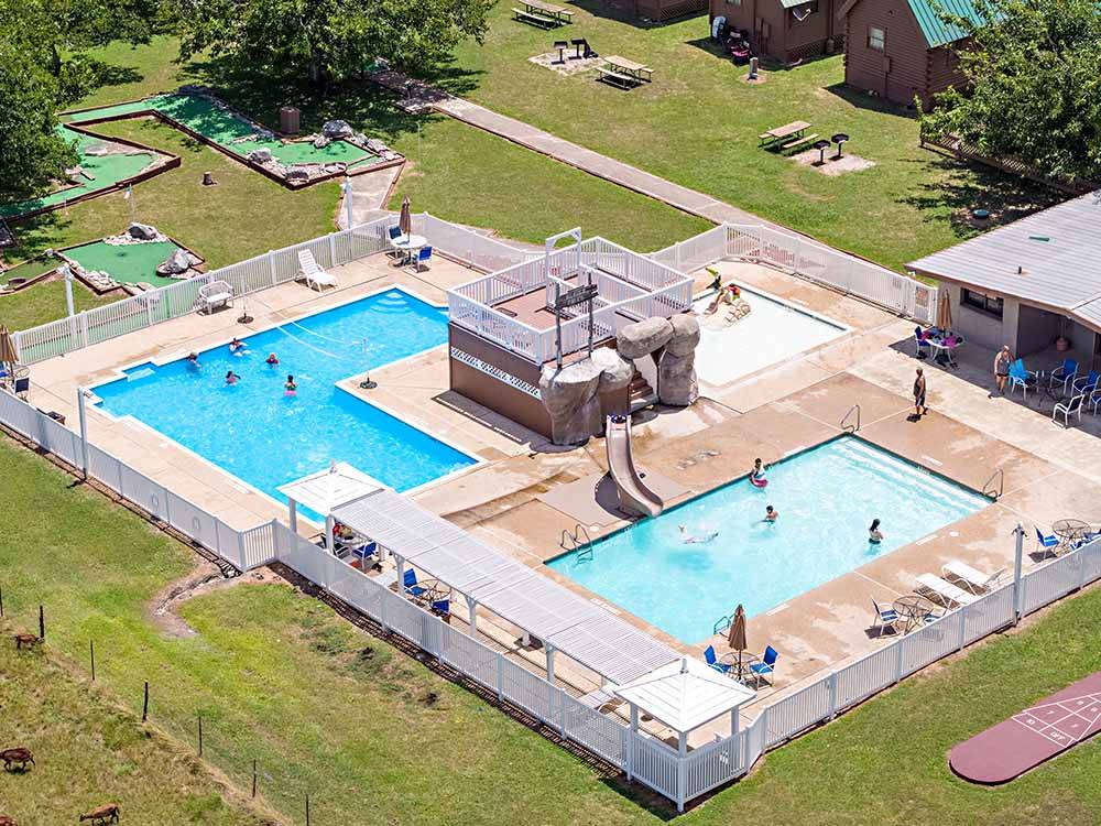 An aerial view of the swimming pool at SUMMIT VACATION  RV RESORT