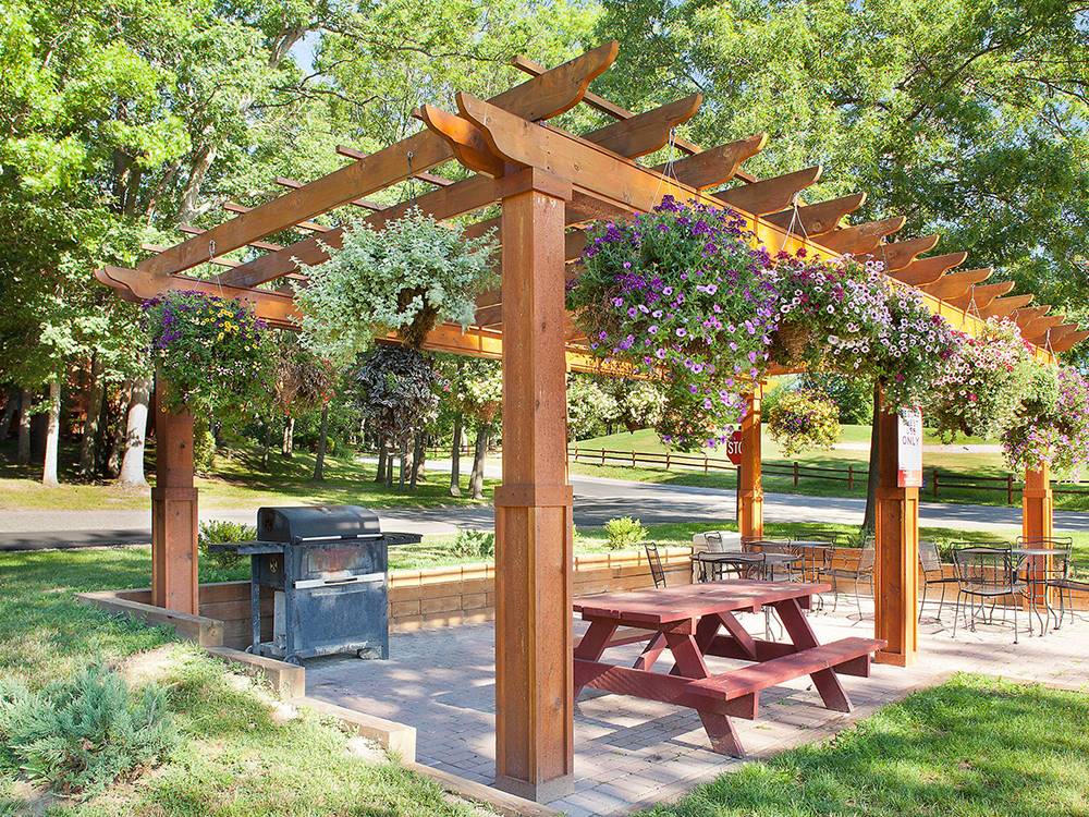 Pavilion with plants hanging