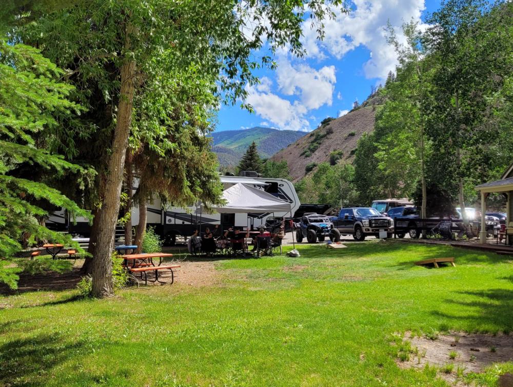 RV parked near panic area at Elkhorn RV Resort