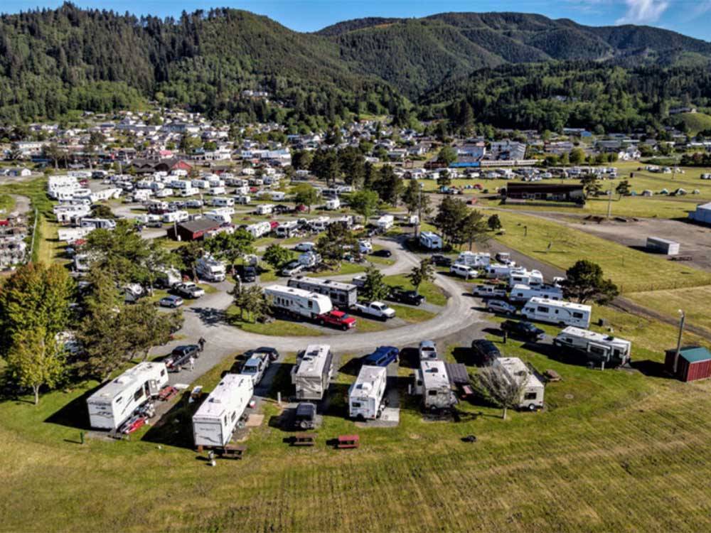 Aerial view of the campground at OLD MILL RV RESORT