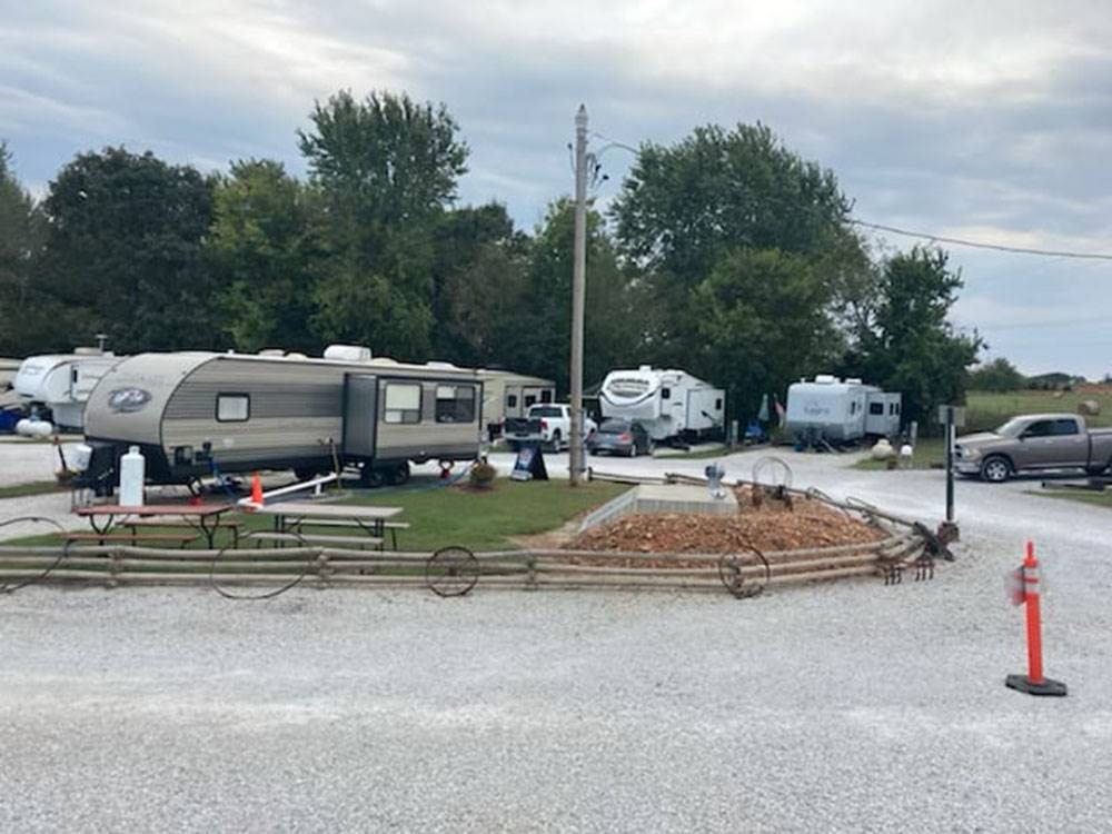 The gravel road near a RV site