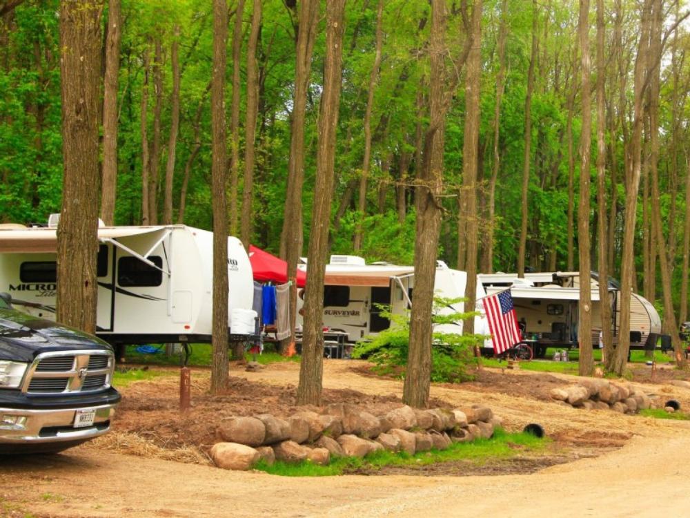 Sites by trees at Glacier Valley Campground