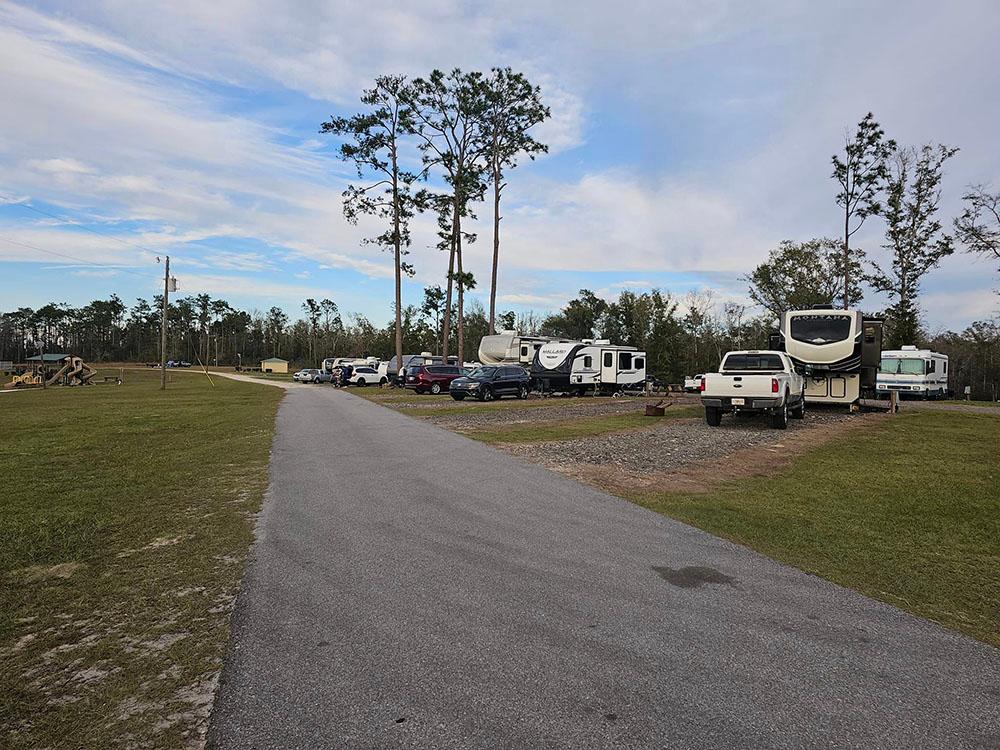 The road going thru the campground at DEAD LAKES PARK RV & CAMPGROUND