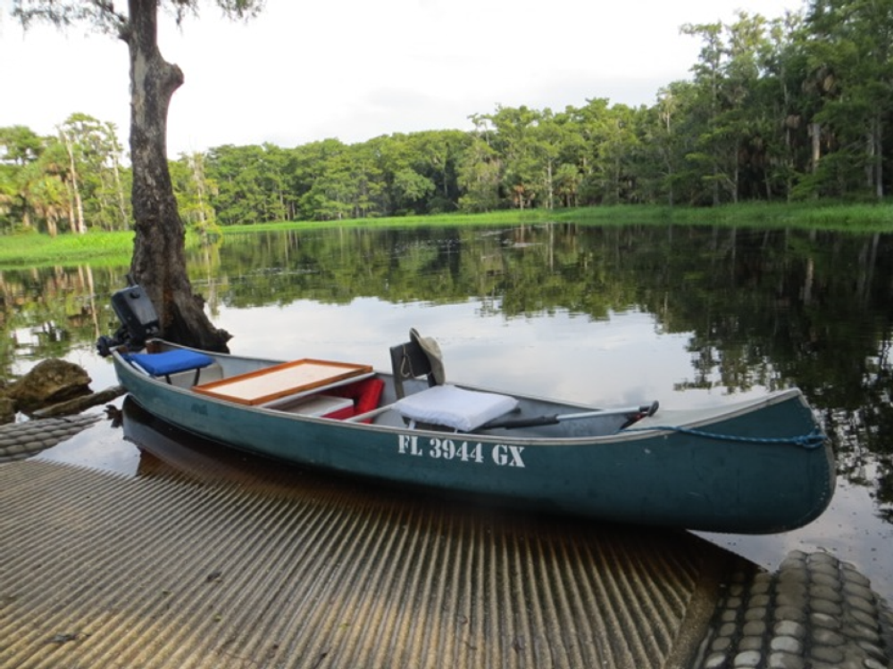 Blue canoe at Fisheating Creek Outpost