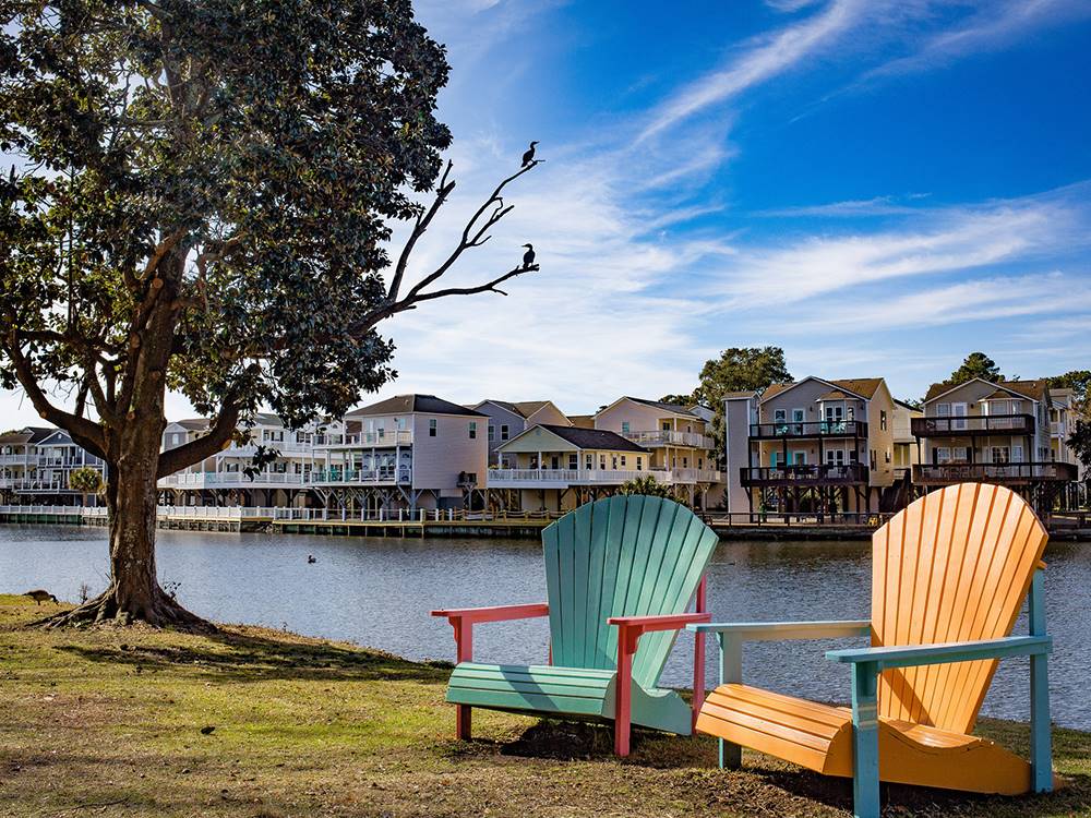 Chairs near the shore at Myrtle Beach Campgrounds